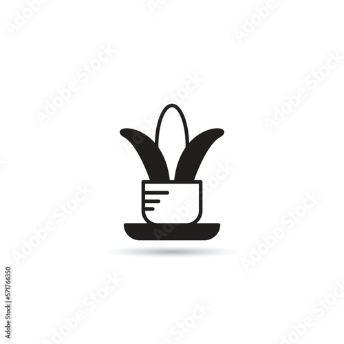 tree in plant pot icon on white background