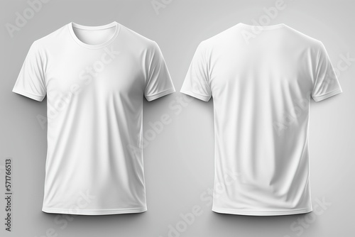 Blank white tshirt template in white background. Generative Ai