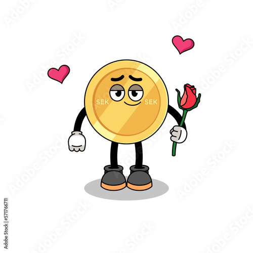 swedish krona mascot falling in love