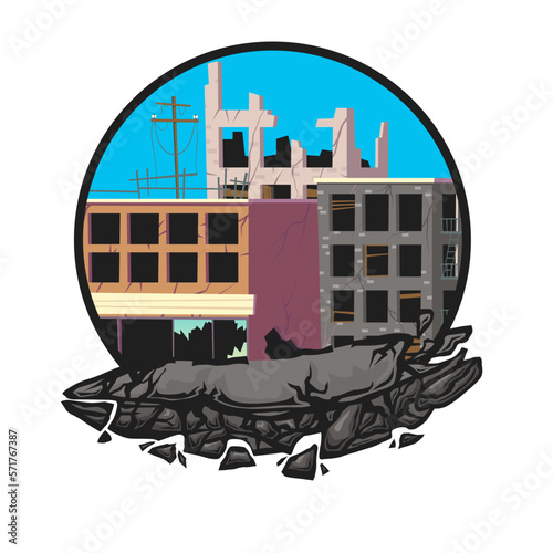 illustration of a city after war