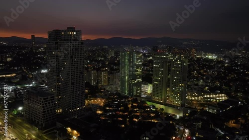 Wallpaper Mural Aerial overview of the Arcos Bosques de las Lomas complex, sundown in Santa fe, Mexico Torontodigital.ca