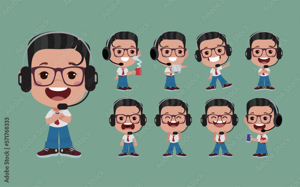 Fototapeta premium Call center and customer service character