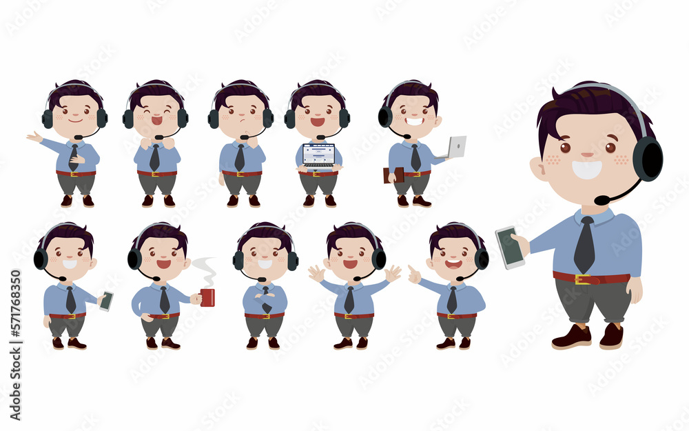 Call center and customer service character Call center and customer service character