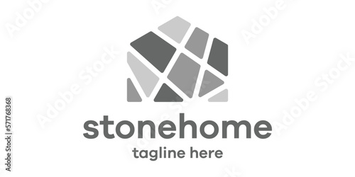 logo design stone and home icon illustration