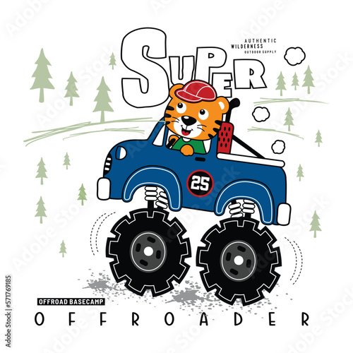  super off road  vector animal cartoon illustration design graphic printing