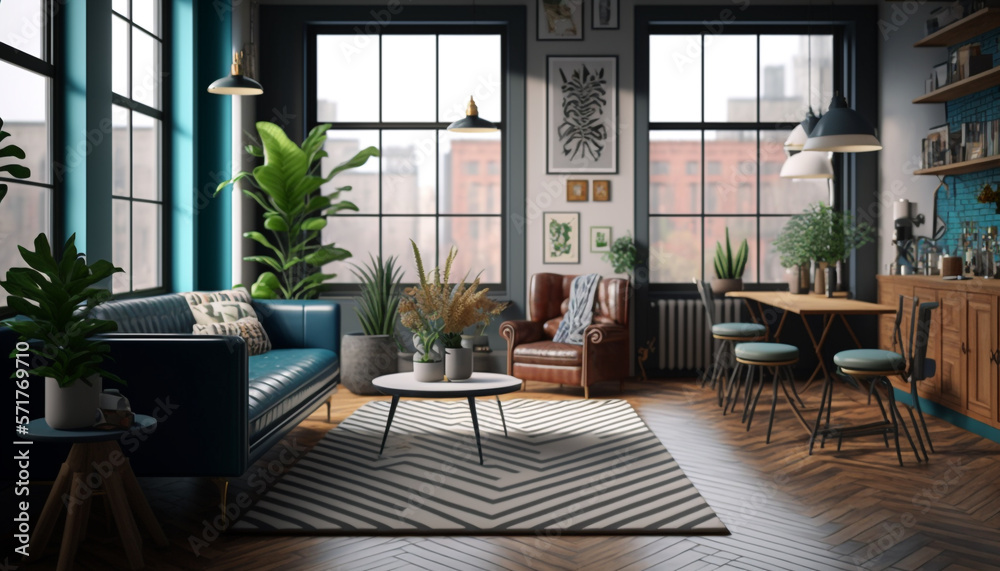 living room chevron motive. Generative AI living room chevron motive. Generative AI