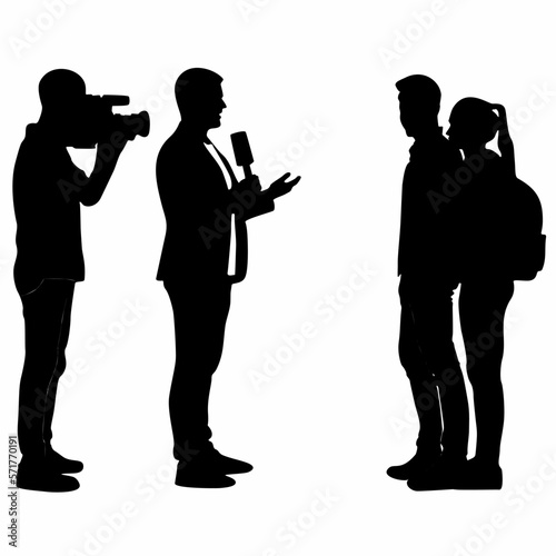  news reporter with camera and sources  silhouette  logo  icon