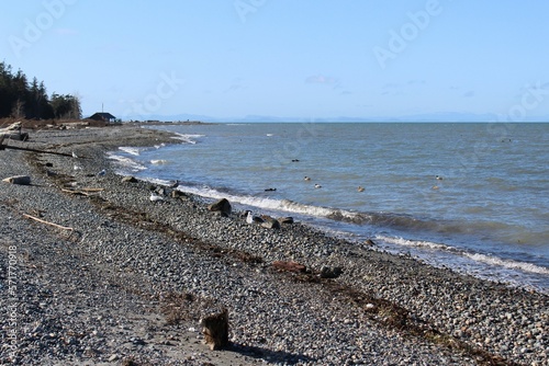 A panoramic view of Birch Bay and islands from the beach in winter photo