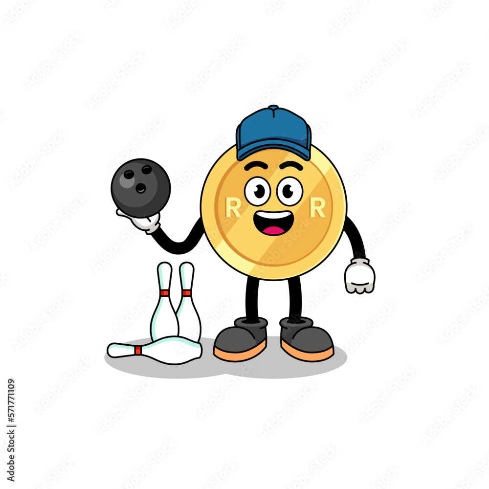 Mascot of south african rand as a bowling player Mascot of south african rand as a bowling player