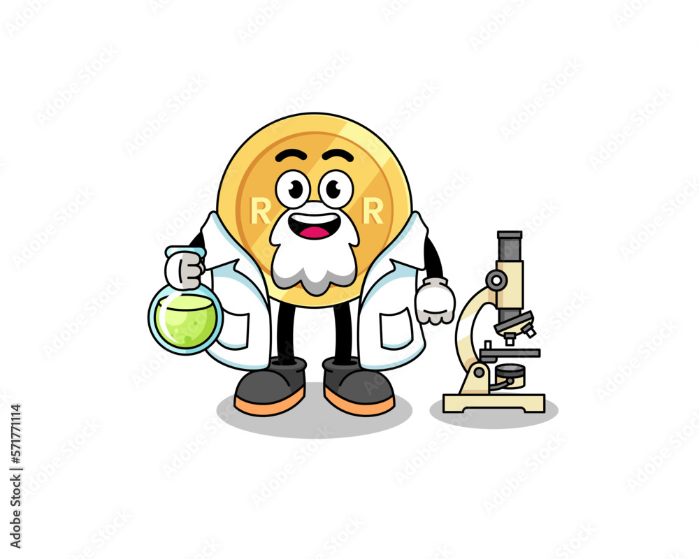 Mascot of south african rand as a scientist