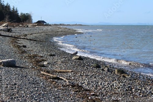 A panoramic view of Birch Bay and islands from the beach in winter photo