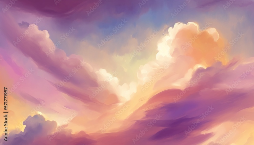 sunset in the clouds painting background.