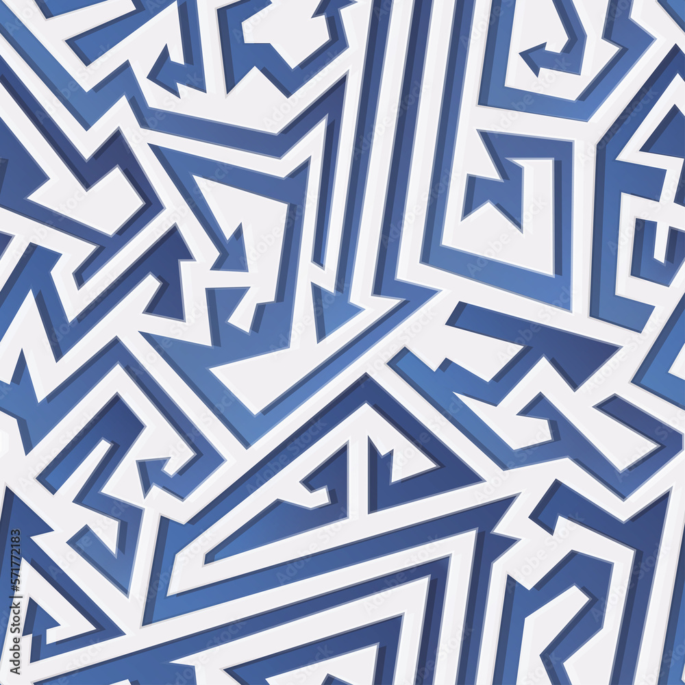 Blue geometric seamless pattern. Blue geometric seamless pattern.