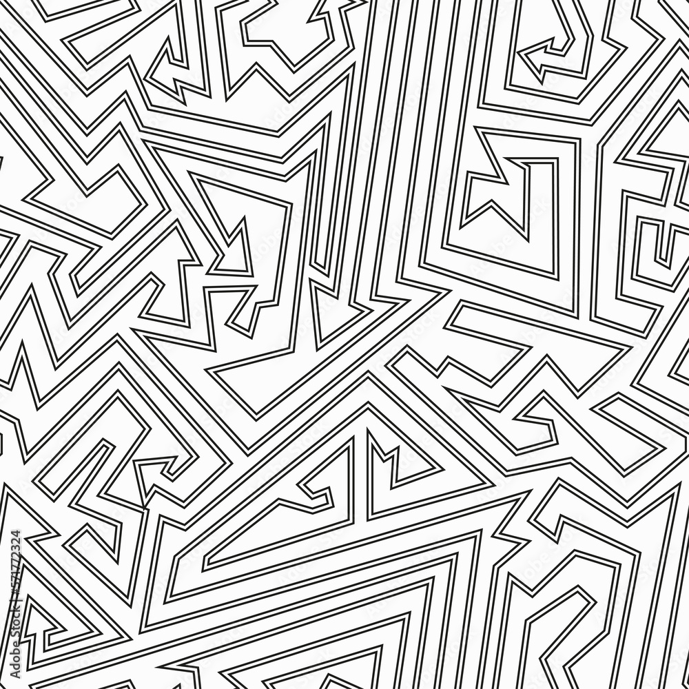 Monochrome maze seamless pattern.