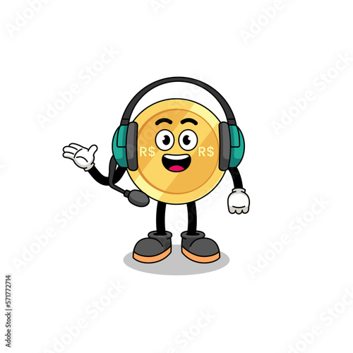 Mascot Illustration of brazilian real as a customer services