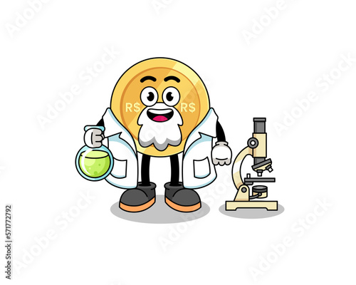 Mascot of brazilian real as a scientist