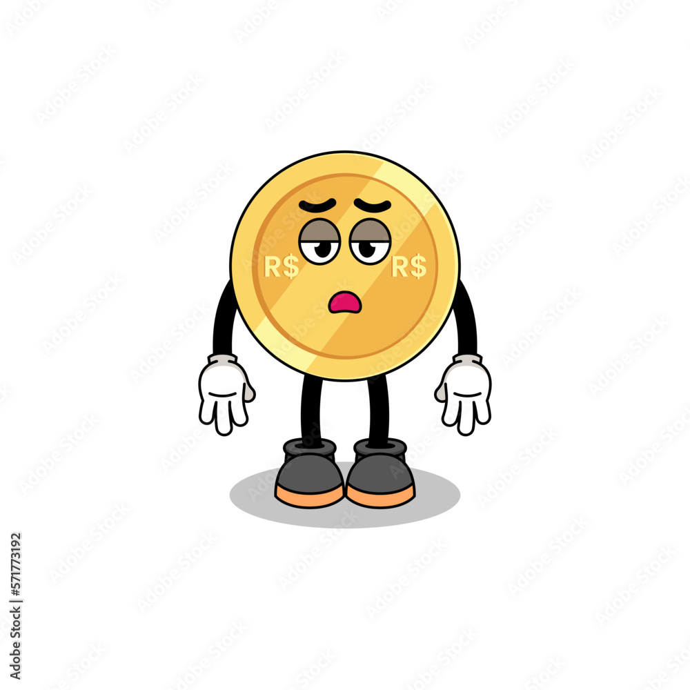 brazilian real cartoon with fatigue gesture brazilian real cartoon with fatigue gesture