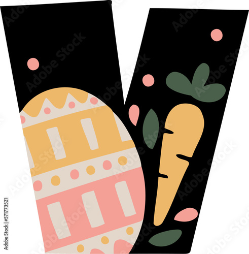 Easter Egg Typography Letter V