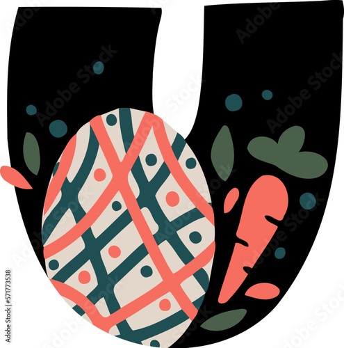 Easter Egg Typography Letter U