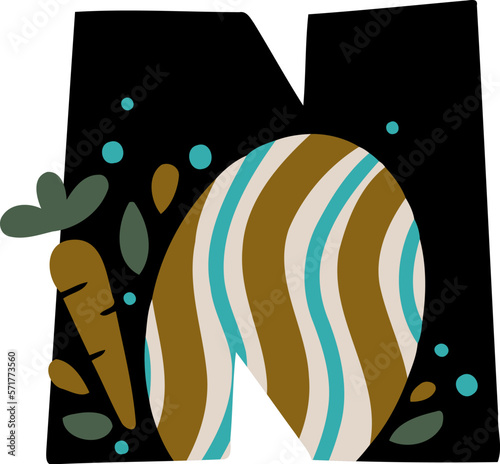 Easter Egg Typography Letter N