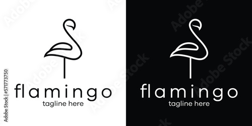 logo design flamingo line icon illustration