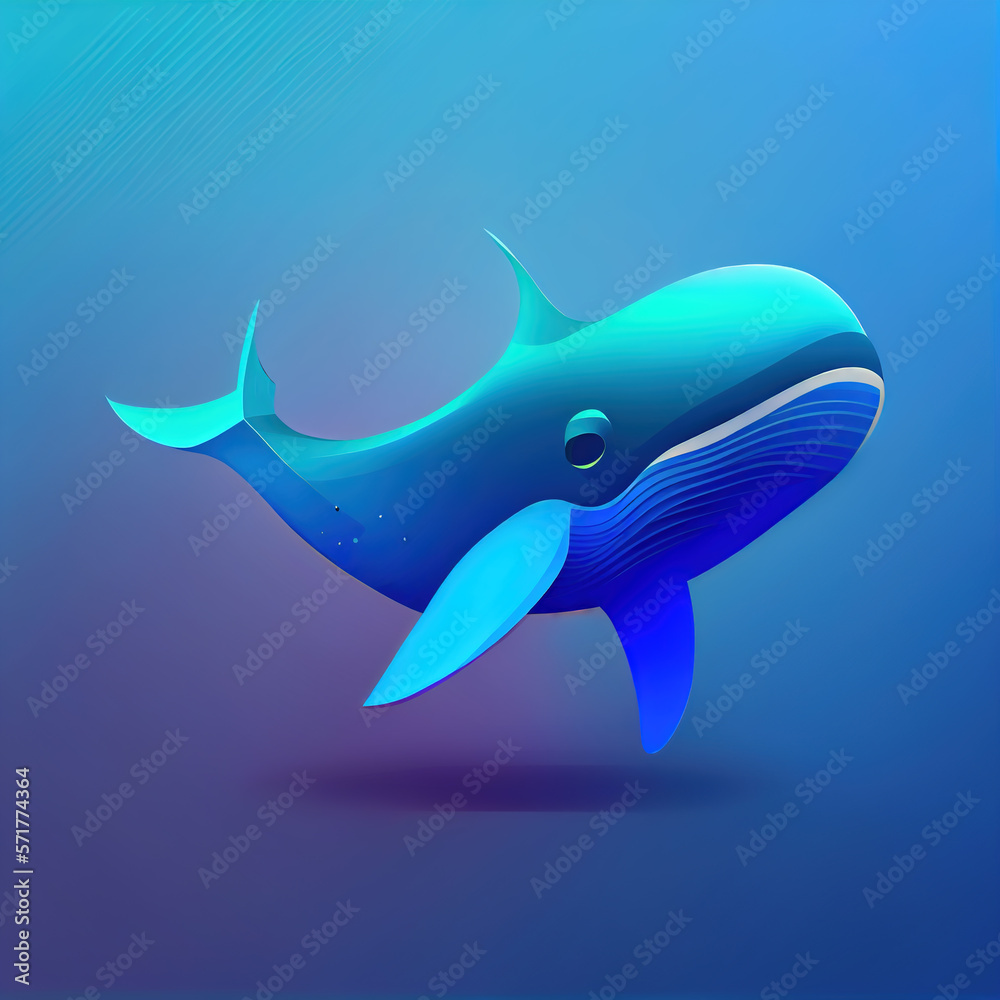 Obraz premium Generative AI: Cute 3D Cartoon dolphin character illustration