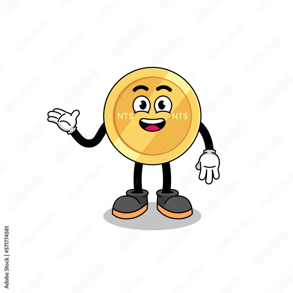 new taiwan dollar cartoon with welcome pose new taiwan dollar cartoon with welcome pose