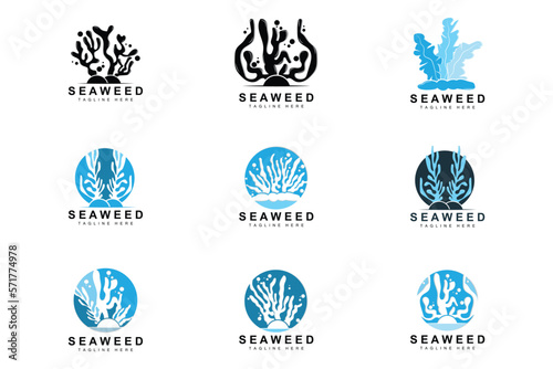 Seaweed Logo Design, Underwater Plant Illustration, Cosmetics And Food Ingredients