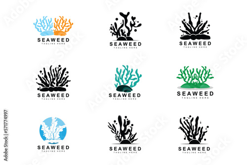 Seaweed Logo Design  Underwater Plant Illustration  Cosmetics And Food Ingredients
