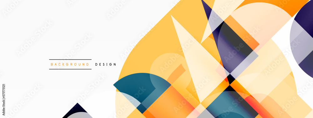 Circle and square geometric background. Round shapes with squares and triangles composition for wallpaper, banner, background or landing Circle and square geometric background. Round shapes with squares and triangles composition for wallpaper, banner, background or landing
