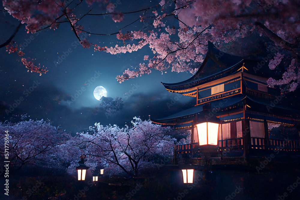 Fototapeta premium 超リアルな日本や和風系イラスト背景イラスト(AI generated image)