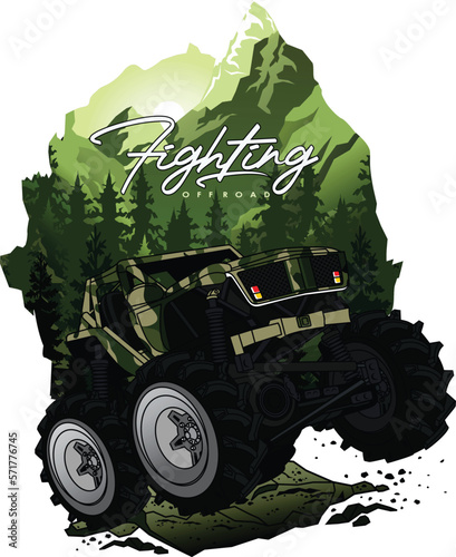 fighting trip, vector car illustration design graphic printing