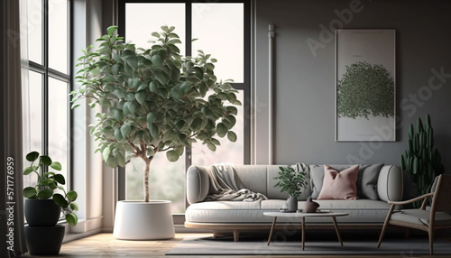 Minimalist living room. Generative AI
