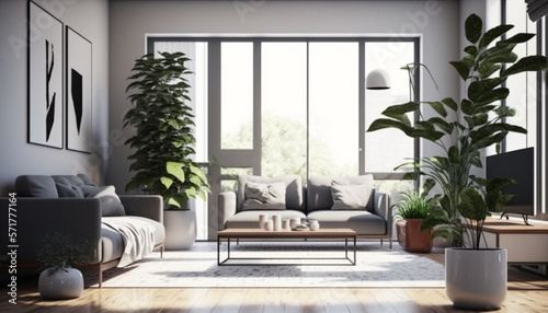 Minimalist living room. Generative AI