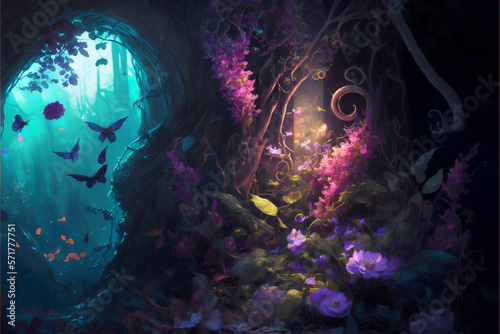 Enchanted Oasis  Exploring Nature s Splendor in a Hidden Secret Garden. Generative AI 