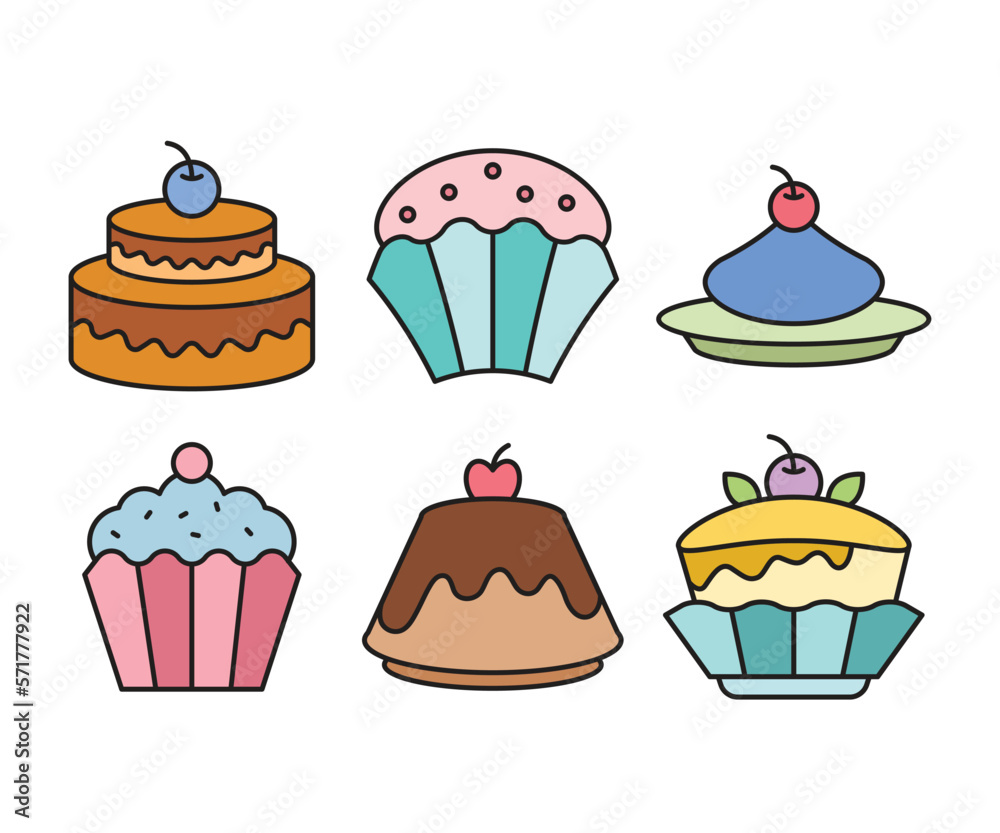 cake, pudding, ice cream and dessert icons set cake, pudding, ice cream and dessert icons set