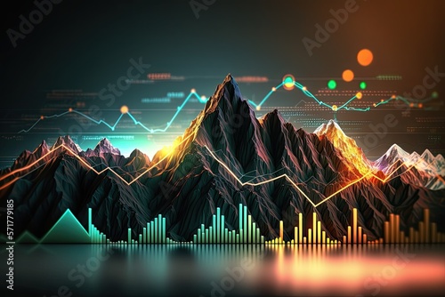 Business digital graph chart in stock trade market. Growth investment. Generative AI