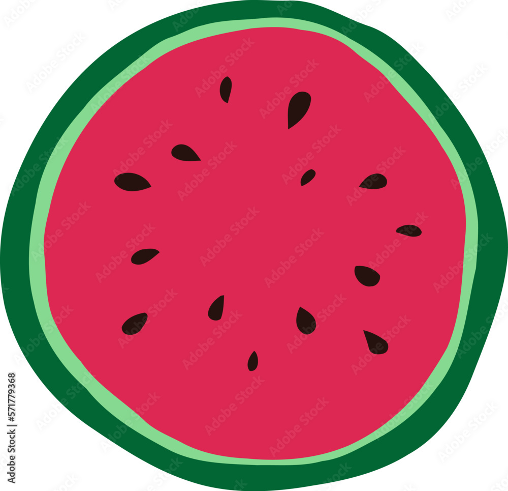 Watermelon Fruit Flat Illustration Watermelon Fruit Flat Illustration