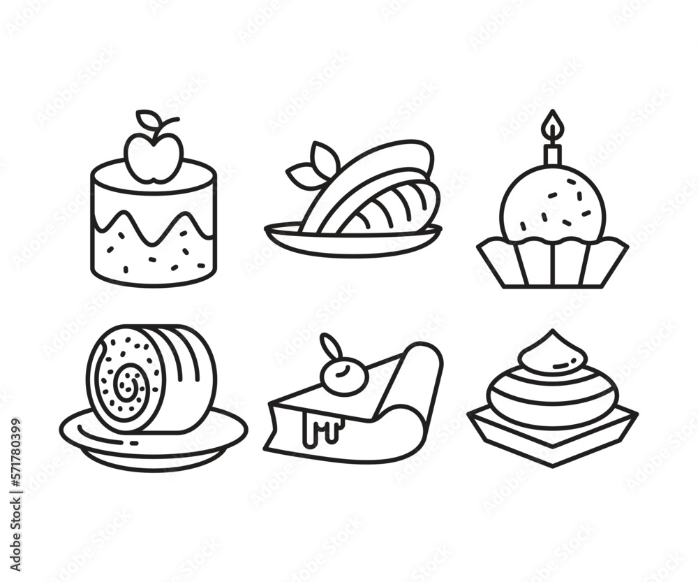 cake and dessert icons set line vector illustration cake and dessert icons set line vector illustration