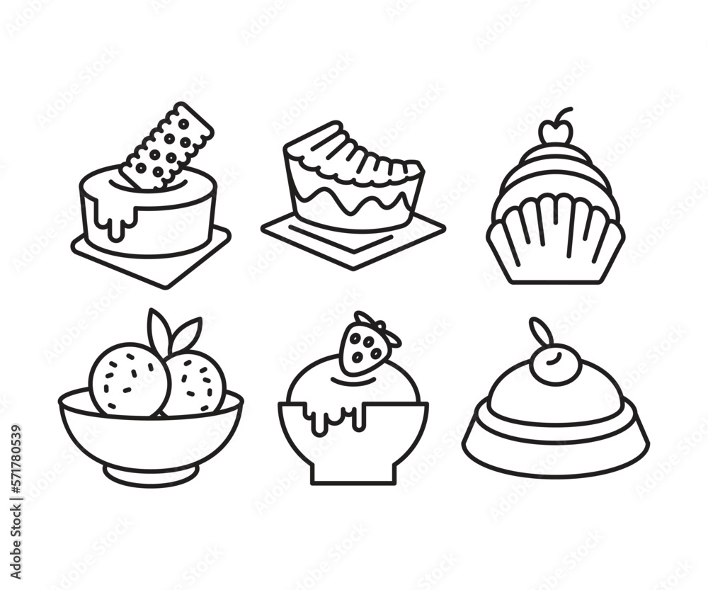 cake and dessert icons set line vector illustration cake and dessert icons set line vector illustration