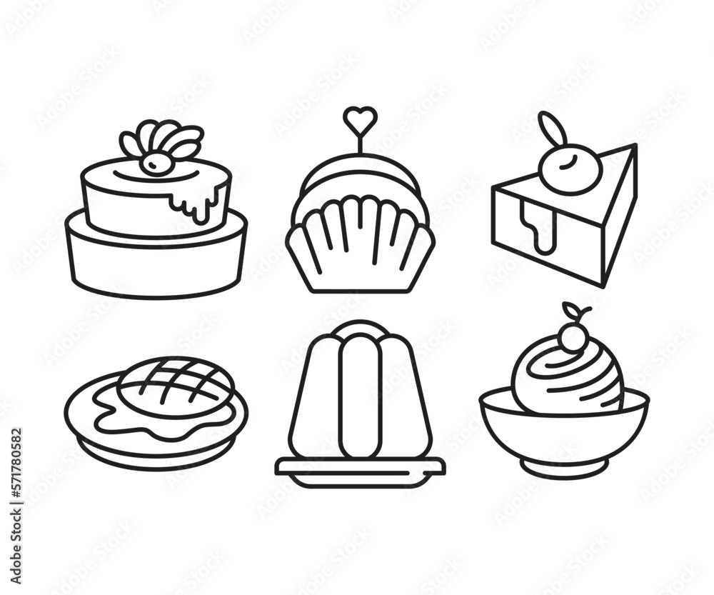 cake and dessert icons set line vector illustration cake and dessert icons set line vector illustration