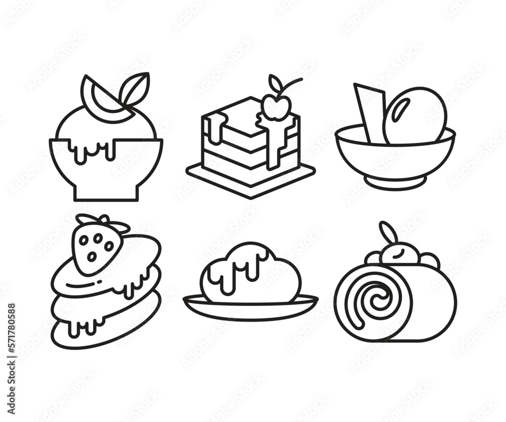 cake and dessert icons set line vector illustration cake and dessert icons set line vector illustration
