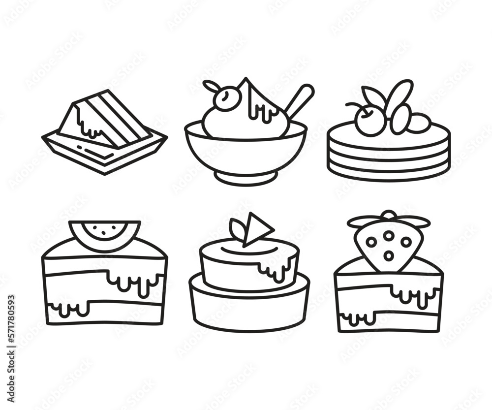 cake and dessert icons set line vector illustration cake and dessert icons set line vector illustration