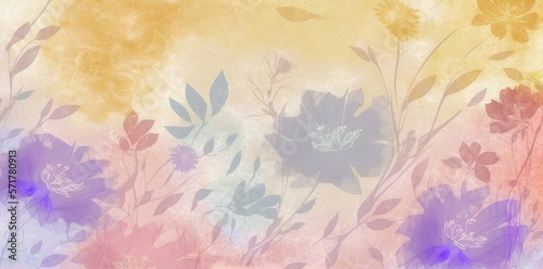 pastel light background with flowers for spring greeting card