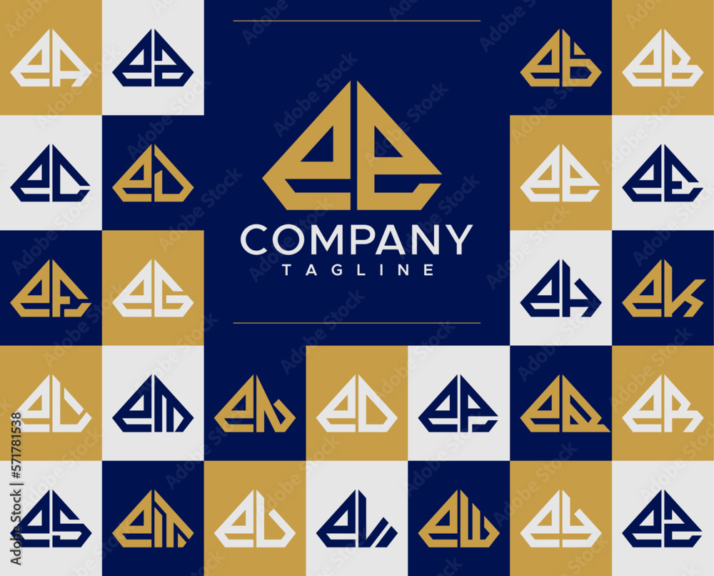Luxury diamond jewelry initial letter EE E logo design set Luxury diamond jewelry initial letter EE E logo design set