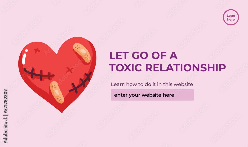 Let go of toxic relationship descriptive vector illustration banner poster lay out isolated on landscape background template. Simple and minimalist layout for prints or social media and website posts.
