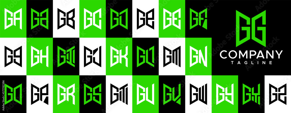 Modern abstract initial GG G letter logo design