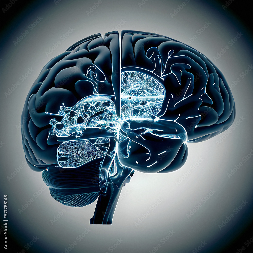 Human Brain Cross Section Concept - Generative Ai Stock Illustration ...