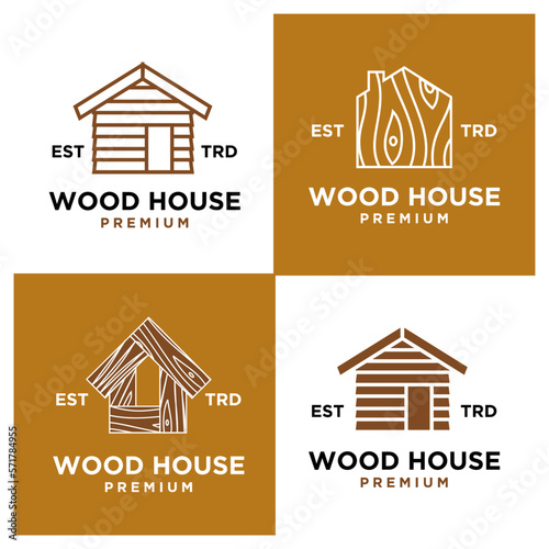 wood house icon design vector illustration minimal modern design set collection