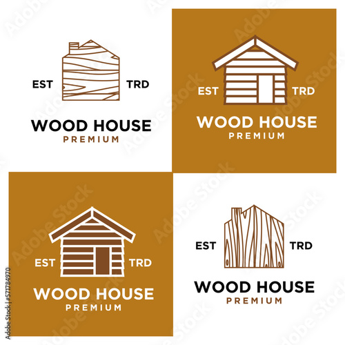 wood house icon design vector illustration minimal modern design set collection